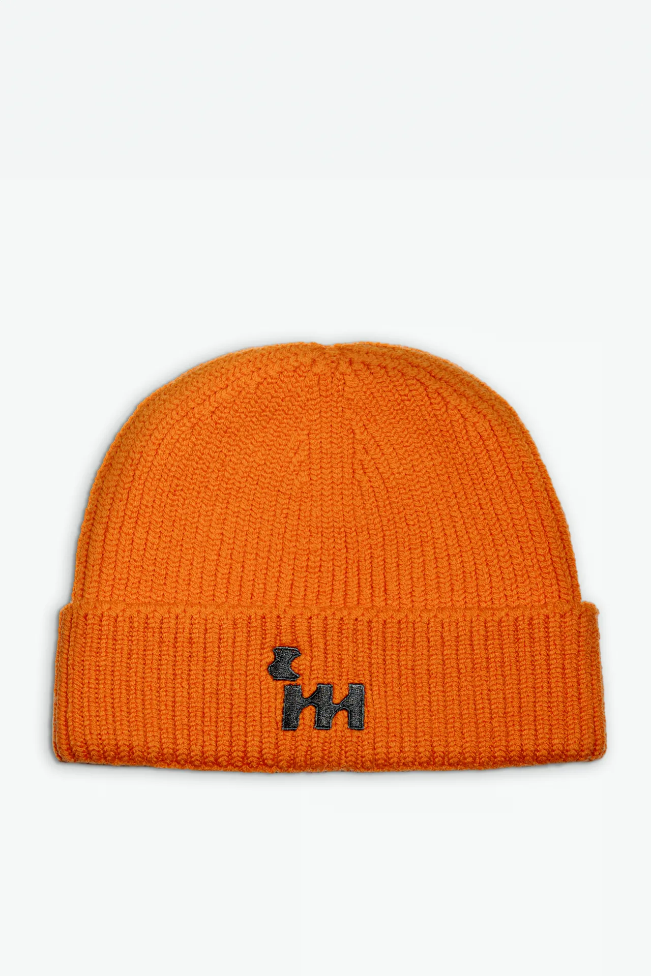 Gorro de canalé grueso de lana merina naranja - Gorro 100% francés