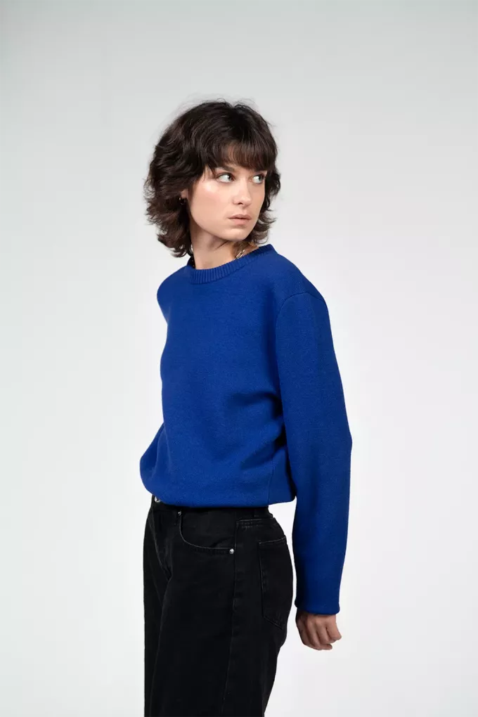 Einfarbiger Pullover Blau Klein