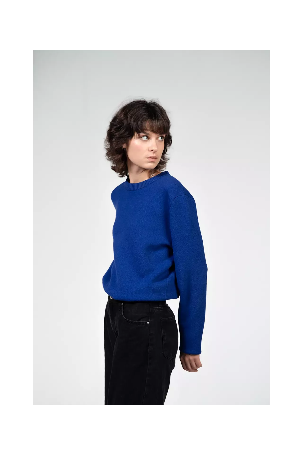 Einfarbiger Pullover Blau Klein