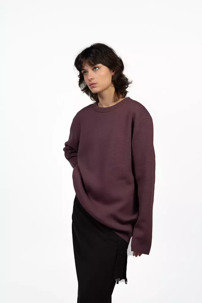 Einfarbiger Pullover Braun