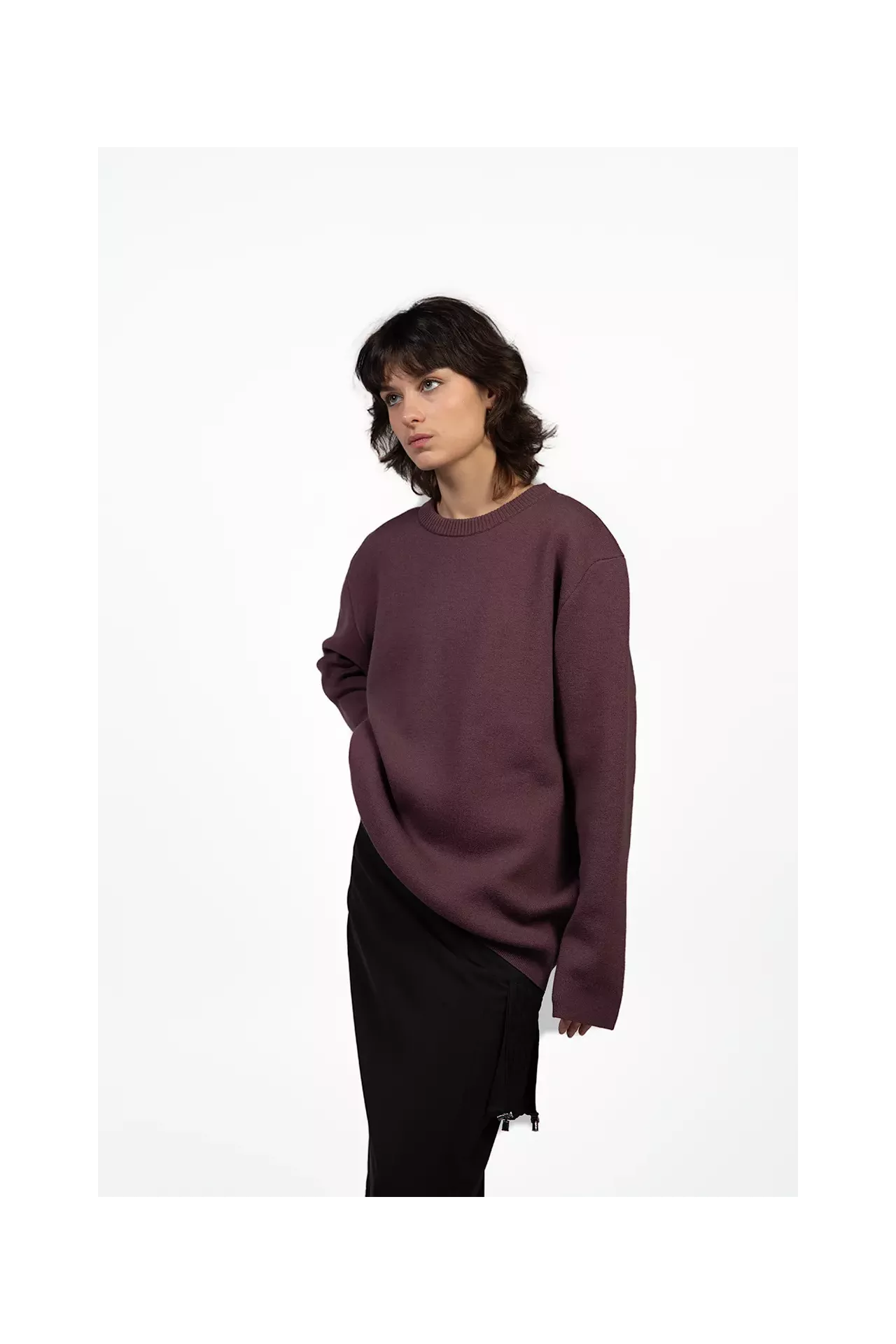 Einfarbiger Pullover Braun