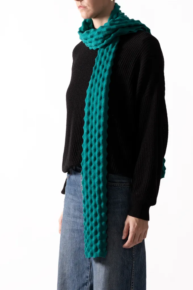 Emerald green picot scarf in Merino wool - Scarf 100% French